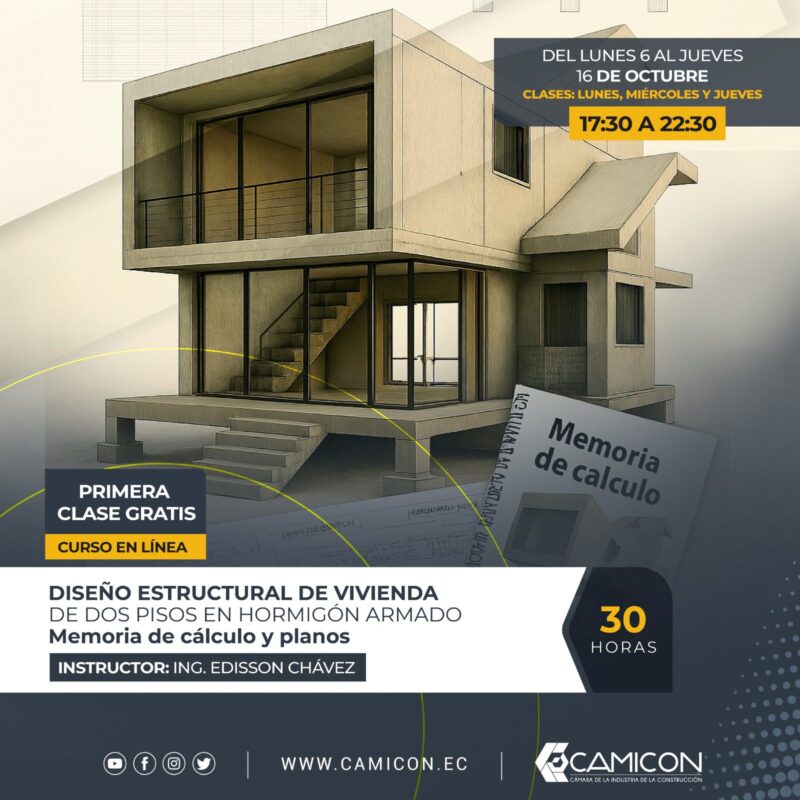 CURSO EN LÍNEA l DISEÑO ESTRUCTURAL DE VIVIENDA DE DOS PISOS EN HORMIGÓN ARMADO Memoria de cálculo y planos